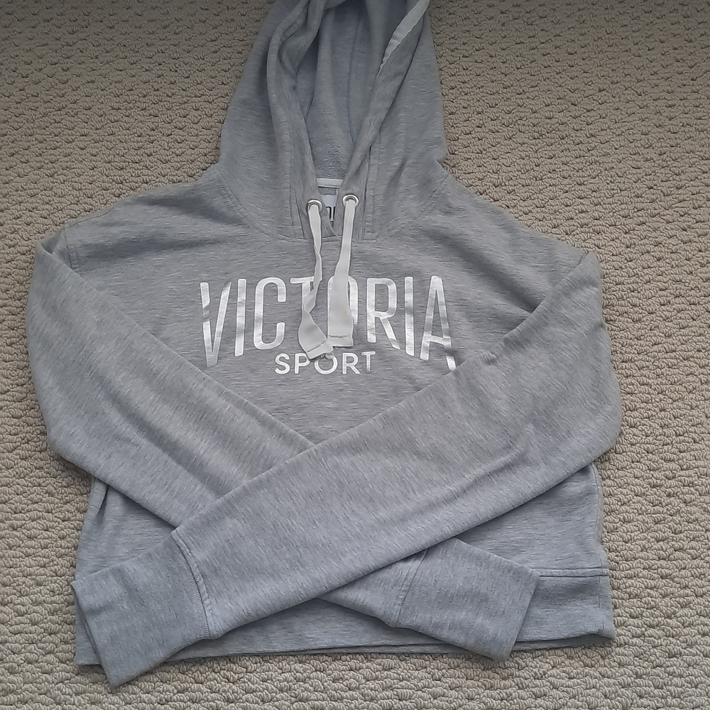 Victoria Sport, size small, gray, women's Sweatshirt with hood. Preowned